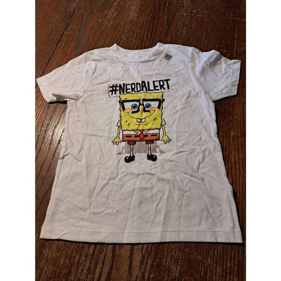 New Size 4T SpongeBob Cotton Short Sleeve Crew Neck Tee Tshirt Shirt Top - Picture 1 of 3